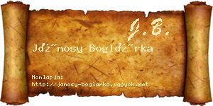 Jánosy Boglárka névjegykártya