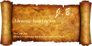 Jánosy Boglárka névjegykártya